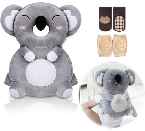Viondra Baby Head Protector Backpack for 5-24 Months, Koala | Soft Baby Head Protection Backpack with Adjustable Straps, Knee Pads and Socks for Crawling Babies Aged 5-24 Months