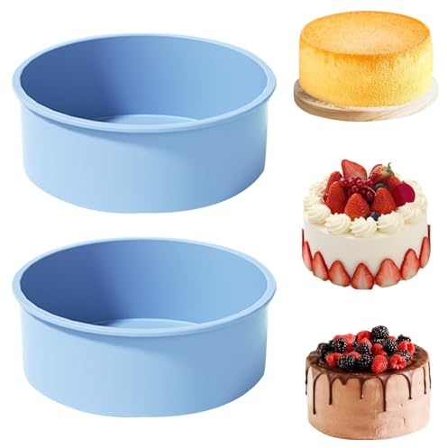 YXHZVON 2 Piezas Moldes Silicona Reposteria Redondo 15cm, Molde Bizcocho Antiadherente, Molde Redondo de Silicona para Tartas para Tarta de Queso, Tarta de Cumpleaños (Azul)
