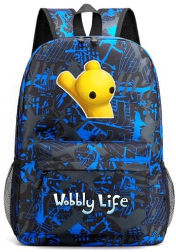 Axolotl Boys Wobbly Life Backpack Kids Wobbly Life Large Capacity Laptop Backpack Travel Backpacks (Pattern,1pcs)