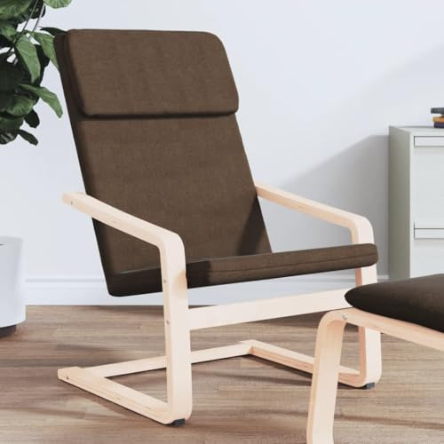 Yunovire Relaxfåtölj mörkbrun tyg, mysig sovfåtölj av polyester, stabil björkram, 59 x 82 x 98 cm, för vuxna, perfekt för vardagsrum och sovrum