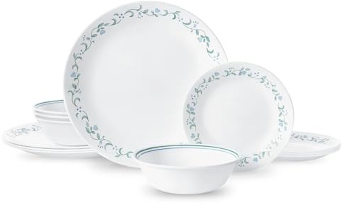12-Piece Glass Dinnerware Set, Service for 4, Versatile Tableware for Dinners, Parties & Gatherings