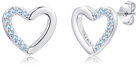 Bewenda Ohrringe Mädchen - 925 Sterling Silber Herz Stern Ohrstecker mit Cubic Zirkonia, Hypoallergen Ohrringe Silber 925 Stecker, Klein Zart Prinzessin Ohrstecker Geschenke für Mädchen Kinder Tochter