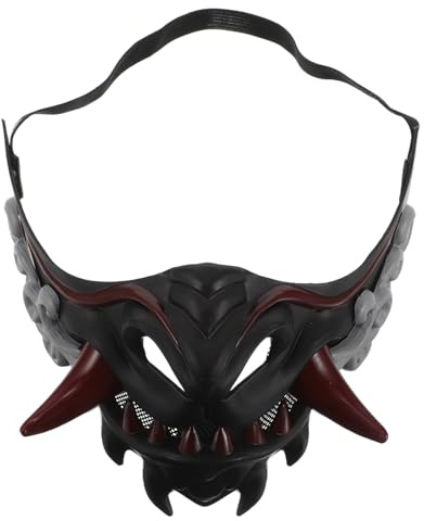 VILLCASE Samurai Halbmaske aus Kunststoff mit Elastischem Band Japanische Frauenmasken im Einzigartigen Design Vielseitig Einsetzbar für Kostüm und Party