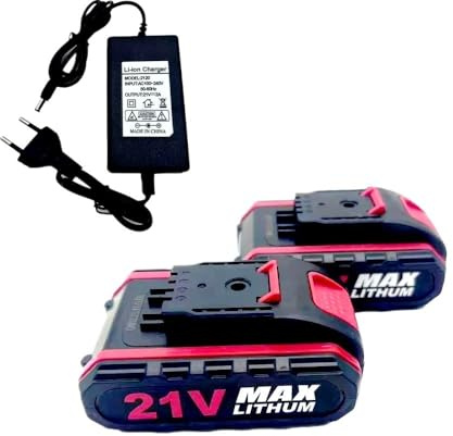 Batería de litio de 21V y 3000mAh, reemplazo de batería de herramienta eléctrica for destornillador inalámbrico, taladro y otros cargadores de 21V2A(21V battery2 charger)