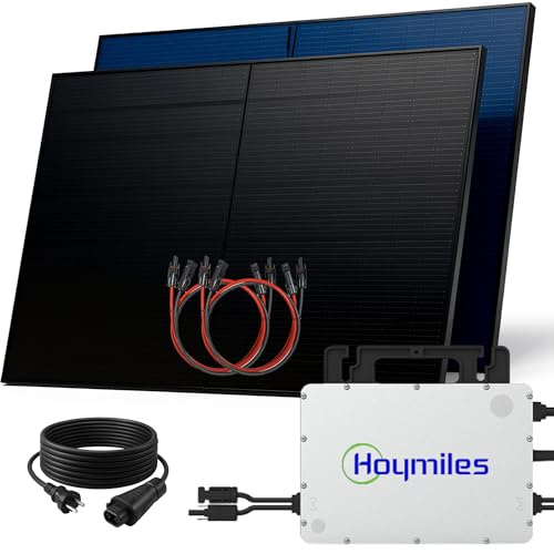 SUNNIVA® 1000W Balkonkraftwerk BIFAZIAL FULLBLACK komplett Steckdose HOYMILES 800W Wechselrichter, PV Solaranlage, 2x 500W Glas-Glas Solarmodule, inkl. 5m Kabel, Bluetooth WIFI, Komplettset