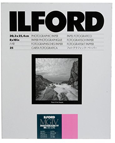 Ilford Multigrade IV RC Deluxe Resin Coated VC Variable Contrast Black & White Enlarging Paper - 8x10 - 25 Sheets - Glossy Surface