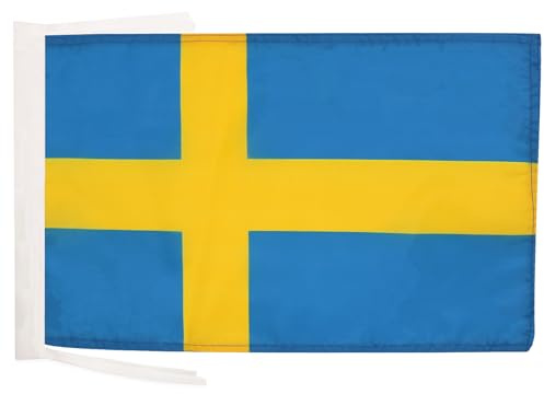 AZ FLAG Bandiera Svezia 45x30 cm - Bandierina Svedese 30x45 cm Cordicelle | Uso interno ed esterno bandiera decorativa Sverige doppie cuciture e bordi rinforzati