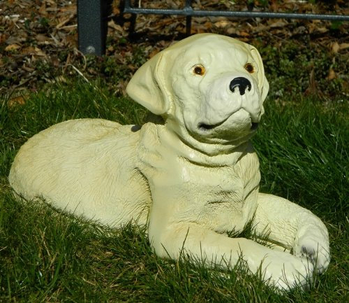 Gartenfigur Dekorationsfigur Hund Labrador Retriever Welpe H 21 cm Dekofigur aus Kunstharz Gartendeko Garten Dekofigur Gartenskulptur