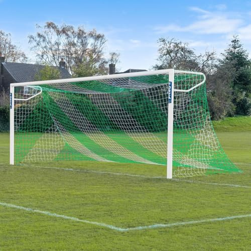 FORZA 24ft x 8ft Full Size Striped Football Goal Net | Striped Replacement Football Nets [SINGLE] (Green/White)