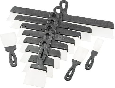 Stainless Steel Filling Knife, Drywall Plastering Spatula Taping Knife DIY Tools, Set 11 PCS, 40-600mm