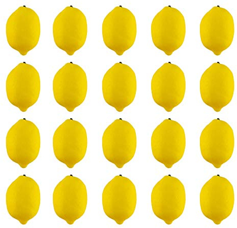 JEDFORE Artificial Lemons Simulation Lifelike Small Lemons Fake Fruit for Home Kitchen Wedding Party Decoration Photography 20pcs Set (Yellow)