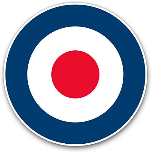 Pegatinas de vinilo (juego de 2) 10 cm, RAF Roundel Symbol Mod Retro Calcomanías para ordenadores portátiles, tabletas, equipaje, reserva de chatarra, neveras, #215