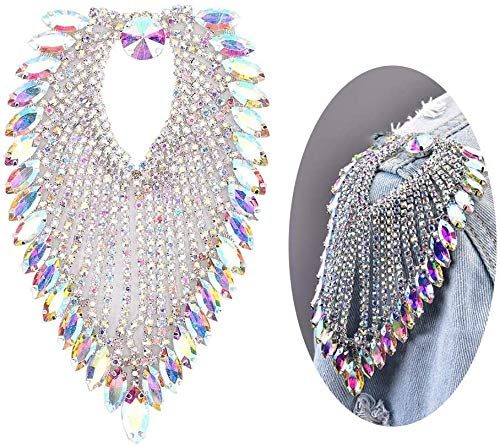 AB Strass-Kette, 3,35 x 5,12 Zoll, Kette mit Pferdeauge, Kreuz, Applikation für Kleidung, Handtasche, Dekoration (AB Farbe)