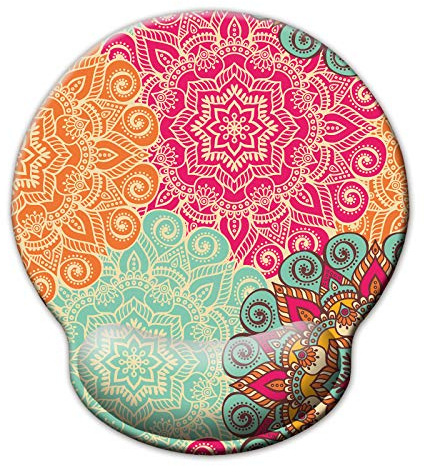 Jahosin Mauspad mit Handgelenkstütze, Pure Black Ergonomische Handgelenkauflage,bequemes Memory Foam Anti-Rutsch-Handgelenkpolster für Computer und Büro-25x23 Mandala