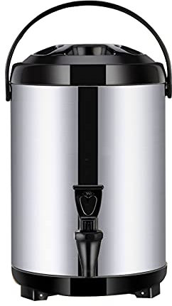 S-pomy Groß Thermo Getränkespender mit Zapfhahn, 6L/7.5L/9.5L/11.5L, Thermo-Behälter Kaffee Isolier-Kanne 304 Edelstahl für Milch Heißem/Kaltem Wasser, Hällt Getränke Lange Warm 6-8h