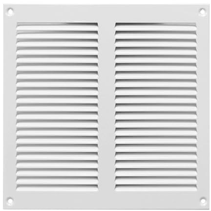 White Metal Air Vent Grille / 200mm x 200mm / Fly Screen Flat Louvre Duct Cover/Anti-Insect Mesh/Powder Coated