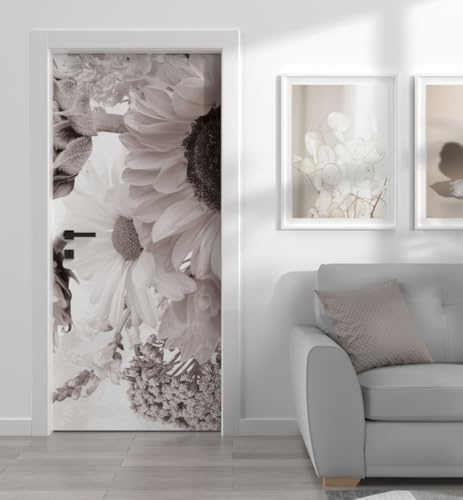 MyMaxxi Türtapete selbstklebend - Einteilige Türfolie 90x200 cm - Motiv: Blumen Soleil weiß Türklebefolie zum verschönern & bekleben der Tür - Türaufkleber aus Klebefolie
