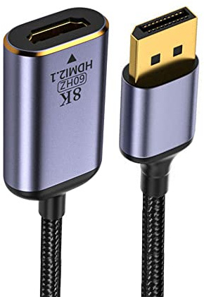 NFHK DisplayPort 1.4 Fuente a HDMI 2.0 Display 8K 60hz UHD 4K DP a HDMI macho Cable adaptador de monitor