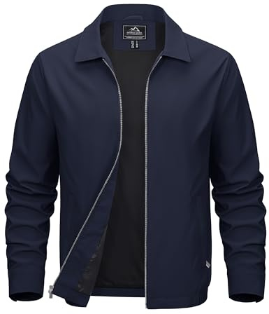 MAGCOMSEN Men's Lightweight Jackets Light Windbreaker Full Zip Up Stylish Golf Coat Business Work Casual Dress Jacket