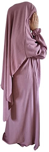 Yaqeen Abaya + Khimar Diamant-Dreieckschliff-Set, langer Hijab Muslimah Schal, Jilbab muslimisches Maxikleid, Gebetskleid