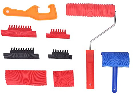 NDNCZDHC Holzmaserungswerkzeug-Set, 10-teilig, Holzmaserungswalze Mit Griff, Texturwalze, Muster, Farbwalze, Körnungswerkzeug Für Wand, Raum, Kunst, Farbe, Dekoration, Heimwerker