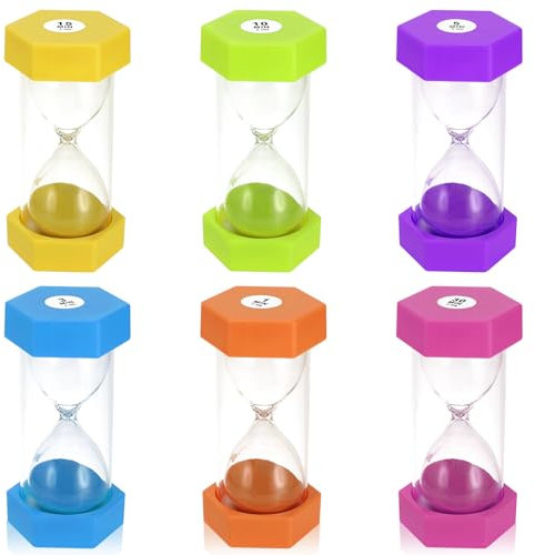 Collazoey Clessidra Set colorata 1/3/5/10/15/30 minuti，set di timer per le uova，per la scuola dei bambini, i bambini che si lavano i denti, l'asilo nido, l'ufficio, decorazione della