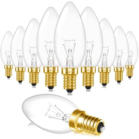SCNNC Lampadina Candela E14 220V, Dimmerabile C35 Candela 400LM Bianca Calda 2700K, Trasparente Lampadine C35 Candela E14 per Lampadario, Lampada a Muro, Luce di Cristallo, 10 Pezzi