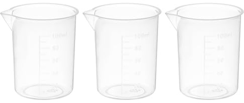 PATIKIL 100ml Measuring Cups, 3Pcs Polypropylene Beakers Graduated Measuring Pitcher Beakers with and Spout for Lab Experiments, Baking and Cooking, Transparent