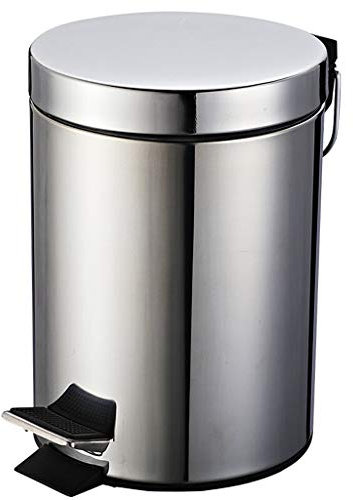Cestino spazzatura Pattumiera in metallo, pattumiera a conchiglia silenziosa a pedale, pattumiera for smistamento domestico 8L e 12L / 2 e 3 galloni, acciaio inossidabile (argento) Pattumiera Rotonda
