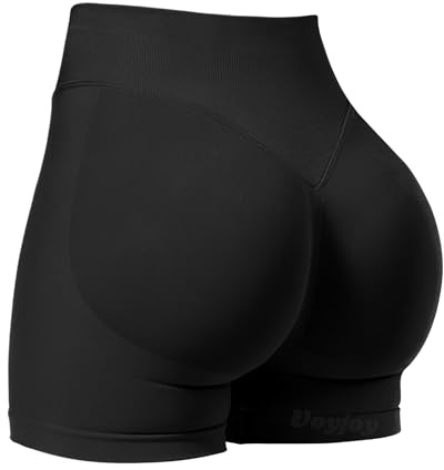 VOYJOY Women Workout Impact Shorts 2.5/ 3.6/ 4.5/ 6 Scrunch Butt Lifting Gym Seamless Booty Biker Shorts Black