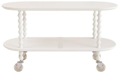 RUNZE765Z Kleiner Tisch Wohnzimmer kann verschoben Werden, Couchtisch, mehrere Sofaseiten, ESS-Seitenwagen, Kleiner Apartment-Nähtisch Tisch Wohnzimmer(Weiß,80cm)