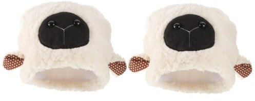 VICASKY 2stücke Plüsch Schaf Ohr Mütze Für Fotografie Cosplay Bewegliche Tiermütze Lustige Kostüm Requisiten Weiße Kopfbedeckung Für Halloween Karneval Partys Und