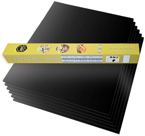 VCHOMY Grill Mats for Outdoor Grill Set of 6 - Nonstick Reusable Barbecue Matt Pad for BBQ Grilling Cooking (Black 6pcs)