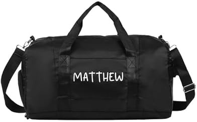 jewelora Reisetasche Große Personalisierte Tragetasche mit Verstellbarem Schultergurt Weekender für Damen Herren Sporttasche Reisetasche Faltbar Handgepäck Tasche für Flugzeug (Schwarz)
