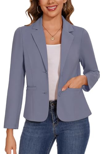 Kyzoeyou Blazer Casual para Mujer de Manga Larga con Bolsillos y Botones, Trajes Chaquetas con Solapa con Muescas, Ropa de Trabajo Clásica con Forro Frontal Blazers, S