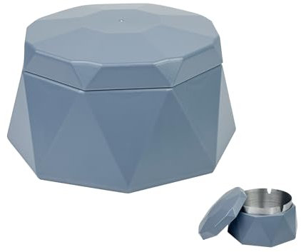 Feelorna Posacenere con coperchio, antivento, per esterni, con secchio interno in acciaio inox, per casa, ufficio, patio bar (blu)