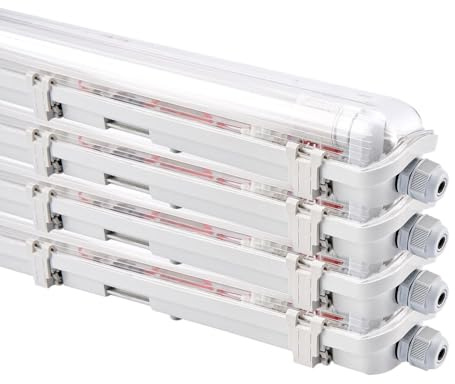 NCC-Licht 4x LED Feuchtraumleuchte Eco 150cm 22W Neutralweiß 4000K IP65 | Robuste Wannenleuchte mit effizienter T8 Röhre, ideal für Werkstatt Keller und Garage