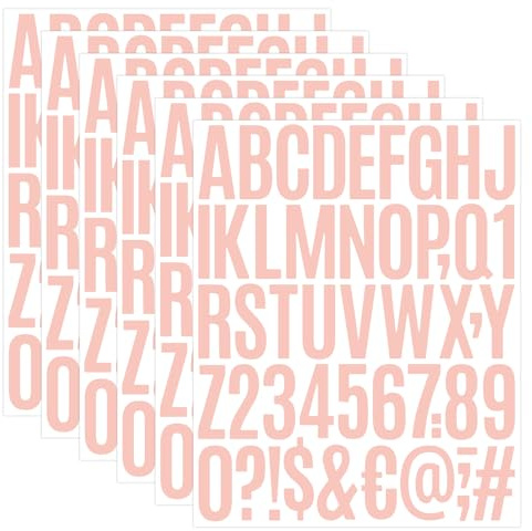 WD&CD 2 Inch 6 Sheets Self Adhesive Vinyl Letter Number Symbol Stickers Alphabet for Kids Mailbox Suitcase Guitar Water Bottle Laptop Guitar Phone Case Scrapbook Scrapbooking, Pink