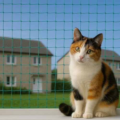 Awotex Katzennetz I 2,5 m x 3,5 m I Katzenschutz für Balkon mit 45 x 45 mm Maschenweite I extrem reißfestes & langlebiges Balkonnetz für Katzen mit 4 mm Materialstärke & 9 mm Randstärke