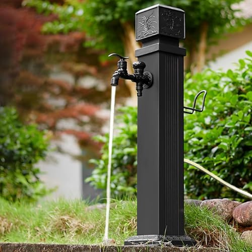 RYZQWE Fontana da Giardino Esterno con Rubinetto a Doppia Uscita,Rubinetto Antigelo da Esterno Fontana con Finitura Antiruggine per l'irrigazione e l'innaffiamento del Giardino