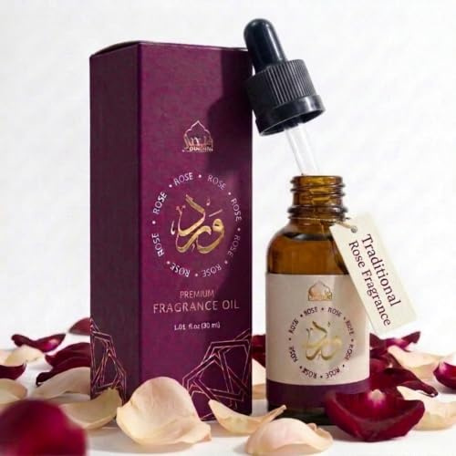 Rose Fragrance Oil by Dukhni, 30ml Gulab Aroma Oil, Traditional & Potent | Gulab Essential Oil for Electric Burner, Candle Burner, Humidifier|Home Aromatherapy, Long-Lasting Fragrance oil for Relaxing
