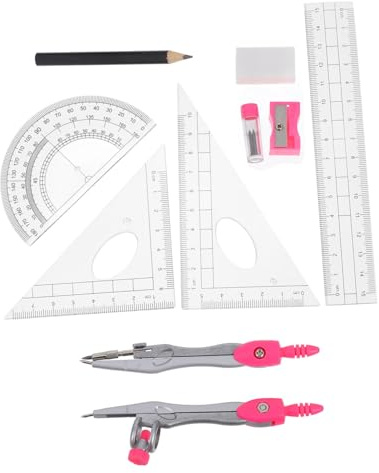SOPOTUTU Compasso Goniometro Righello e Dritto Strumenti Matematici Per Studenti Kit Per Disegno e Calcolo Plastica e Lega Misurazione Precisa Portatile e Durevole