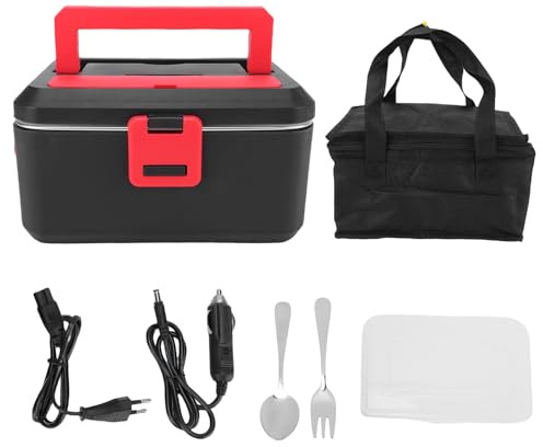Luqeeg Lunch Box Elettrico da 1.8 L per Adulti, Scaldavivande Portatile, Contenitore in Acciaio Inox 304, Lavabile in Lavastoviglie Cottura Versatile per Auto Casa Viaggio (B)