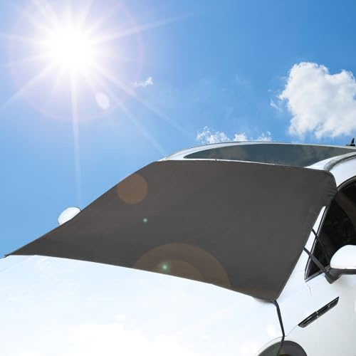 Rupse Auto Frontscheibenabdeckung Sonnenschutz für PKW SUV, 168 * 122cm | Ultra-Dick 900D Oxford, Blackout Windschutzscheiben Abdeckung Anti-UV,Sonne, Staub, Schnee, EIS, Frost