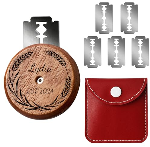 Personnalisable Lame Boulanger, Couteau à Pain Rond avec 5 Lames, Bois Pain Faisant Le Rasoir, Lame Pain Boulanger pour Grigner Scarifier Pâte, Outil de Coupe de Pain, Coupe-pâte 4.6cm (Rouge)