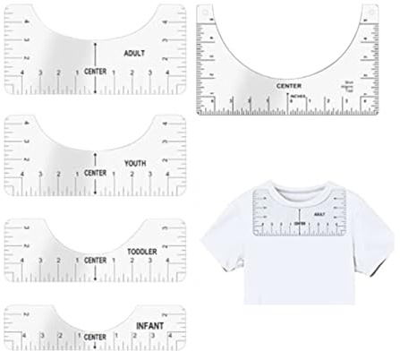 T shirt Messanleitung – Lineal, lightweight, 5 stücke, Transparent Herrscher Ausrichtungswerkzeug Messanleitung, Kleidung Erwachsene Jugend Nähwerkzeuge | Mehrzweck Outdoor Indoor Utility