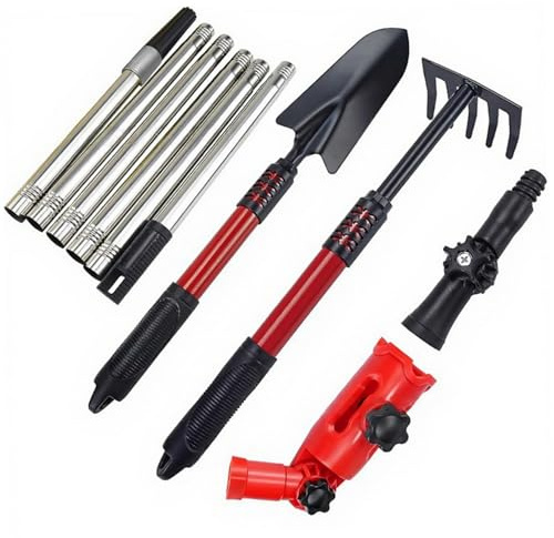 Joygoodta Strumenti per la Pulizia delle grondaie da Terra Pulitore per grondaie in Acciaio telescopico da 67 Pollici Include rastrello e Pala e connettore Girevole a 360° per Foglie, Erbacce Neve