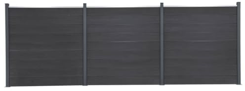 Zaunelement-Set Grau 526x186 cm WPC, Sichtschutzzaun Garten Terrasse, langlebige Holz-Kunststoff-Verbundplatten, rost- & verrottungsbeständig, doppelseitiges Design