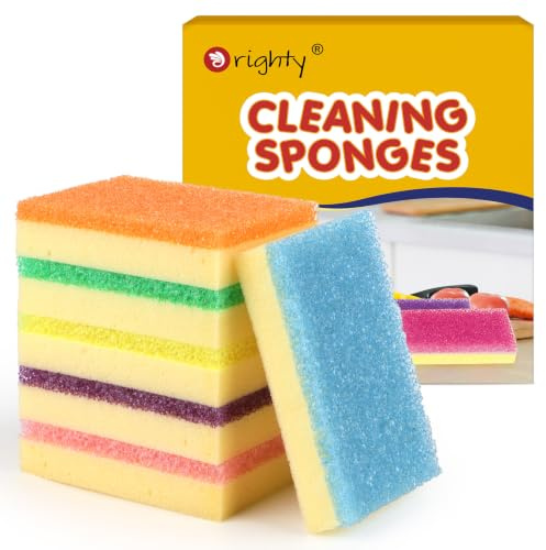 Orighty Dish Sponges, Dual-Sided Temperature-Responsive Kitchen Sponges, Non-Scratch Cleaning Sponge, Dish Scrubber, Scrub Sponge for Kitchen, Bathroom & Household, 6 Pack