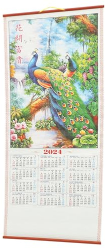 DOITOOL Calendrier Mural Suspendu 2024 Année du Dragon Chinois Calendrier Lunaire Traditionnel Grand Format en Papier Réutilisable Décoration Murale Salon D'accueil Pratique